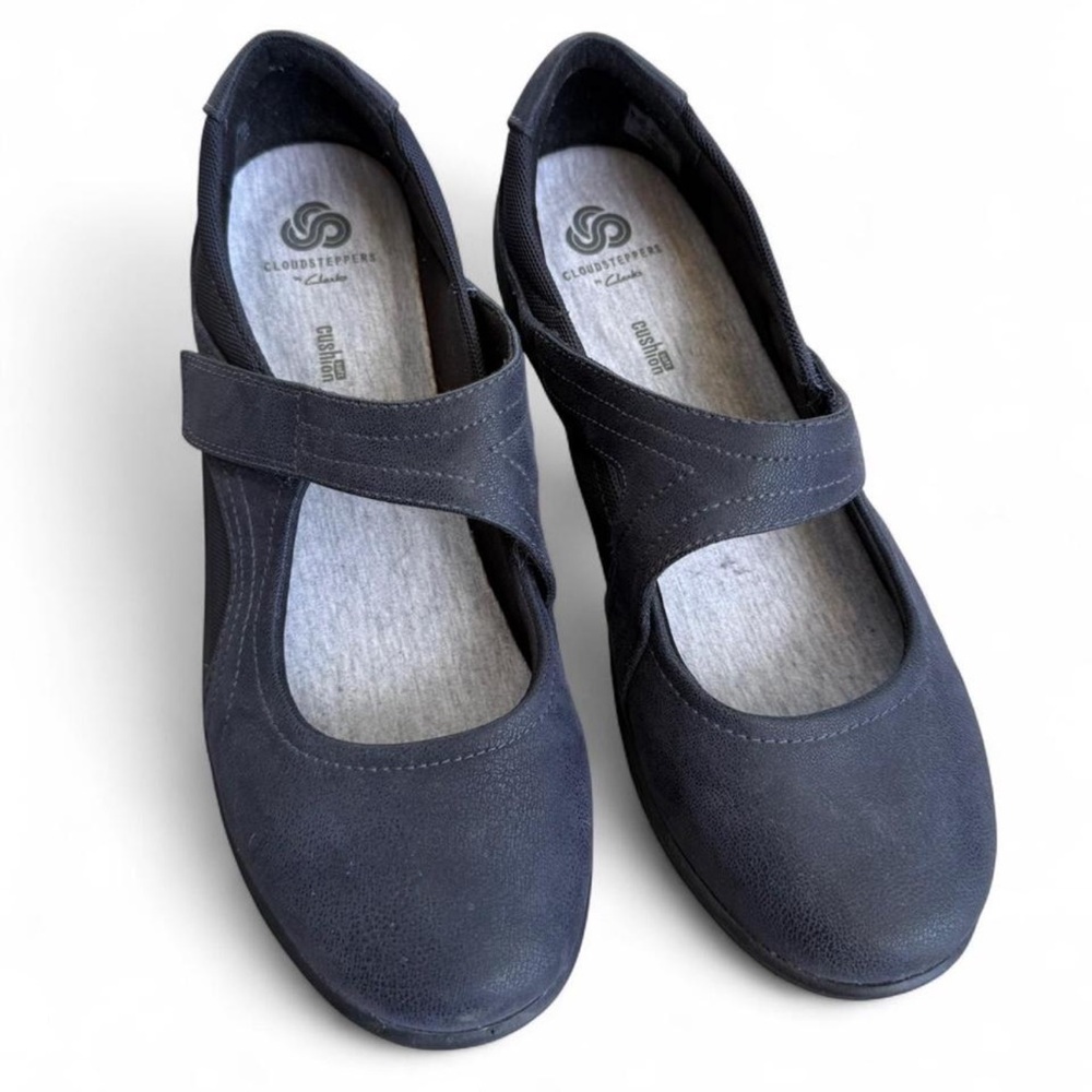 Cloudsteppers Clarks Sz 9.5 Black Flats Womens Comfort Walking Casual Shoe